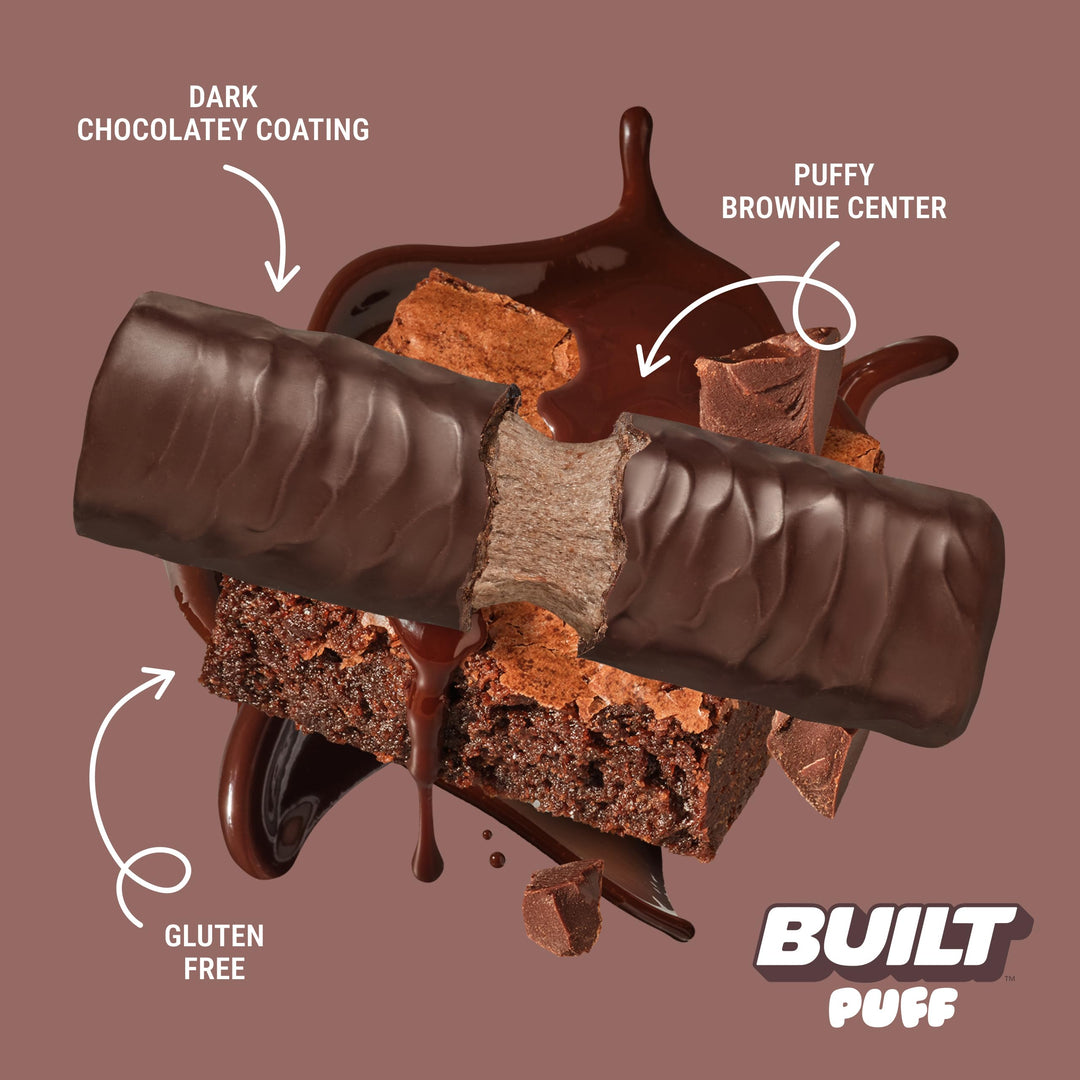 Built Bar Puff Protein Bars – Brownie Batter Flavor (12-Count Box) - Canadian Distribution - Ships Free Within Canada on Orders Above CAD $199