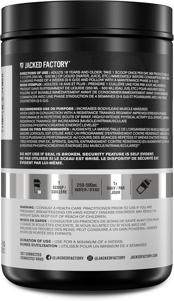 Jacked Factory – Creatine Monohydrate Powder – 425 g, 85 Servings