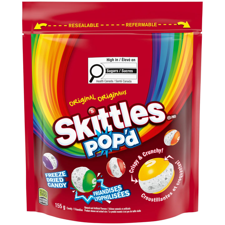 SKITTLES POP'D Original Freeze-Dried Fruity Candy, Crunchy Snack Pack 155g - Canadian Distribution - Ships Free Within Canada on Orders Above CAD $199