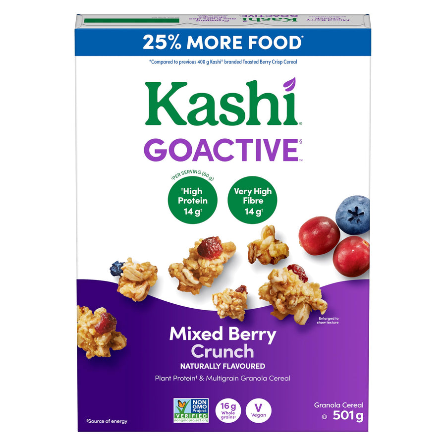 Kashi GoActive Mixed Berry Crunch Granola Cereal 2 x 501g - Canadian Distribution - Ships Free Within Canada on Orders Above CAD $199