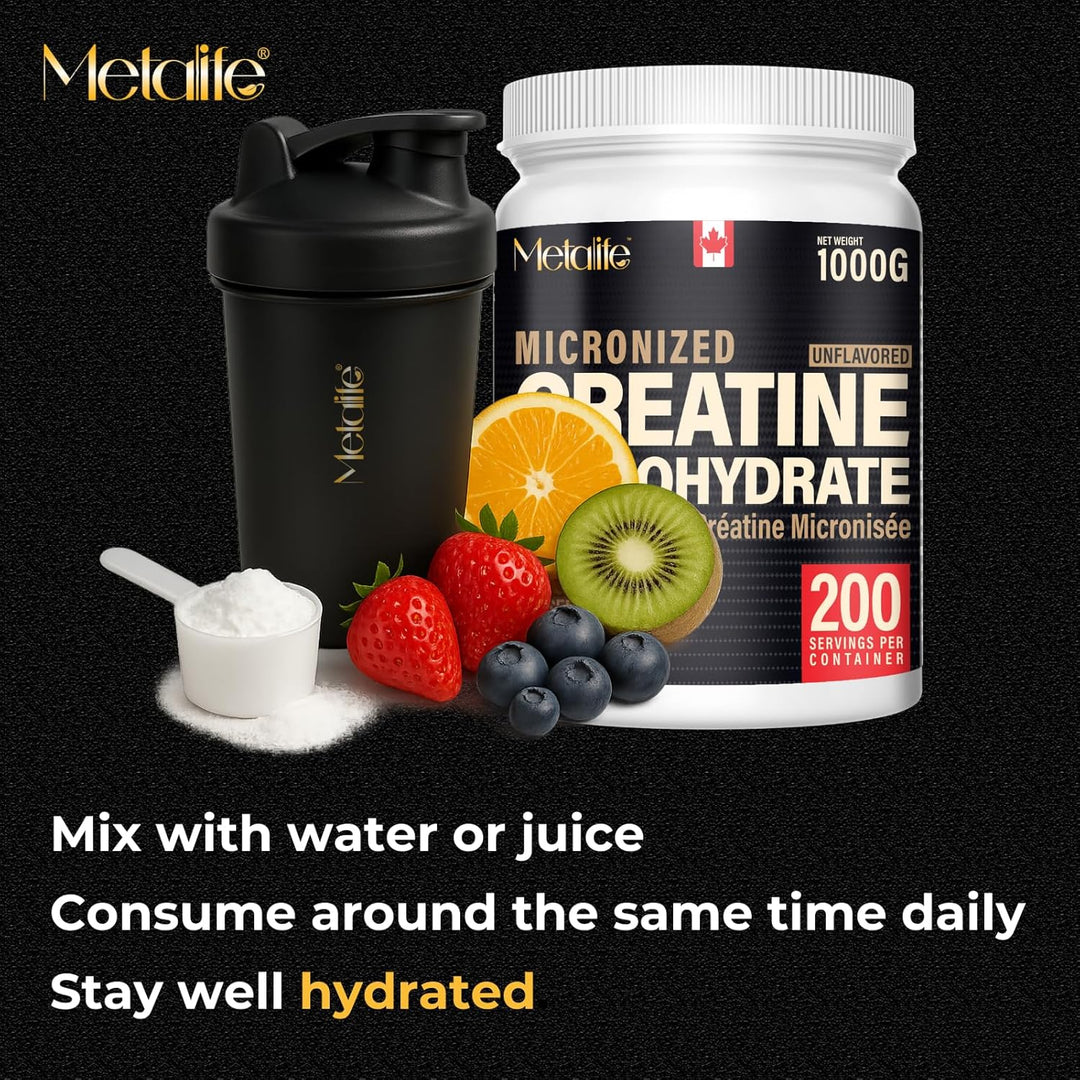 MetaLife – Creatine Monohydrate Powder – Unflavored – 1000 g, 200 Servings