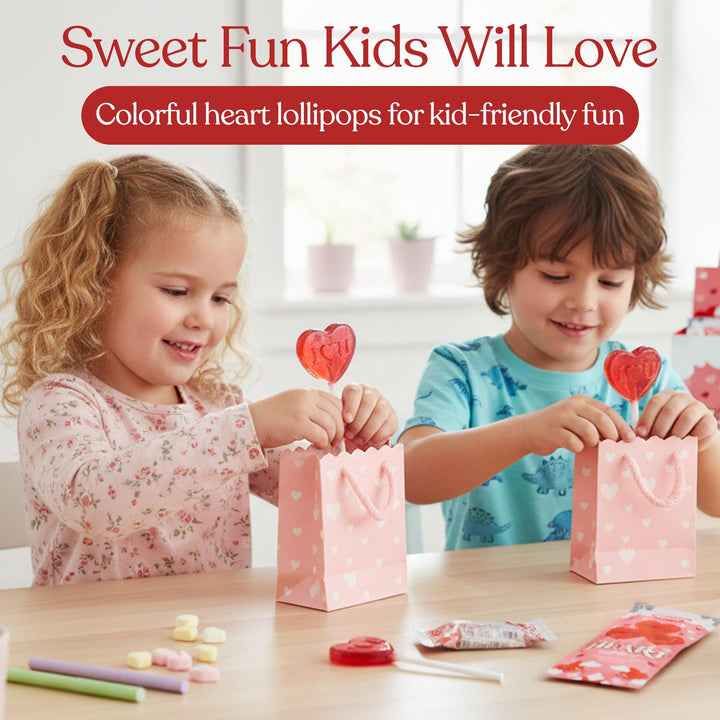 Lot de 50 sucettes pour la Saint-Valentin – Sucettes en forme de cœur emballées individuellement – ​​Saveurs délicieuses : fraise, framboise, tutti frutti