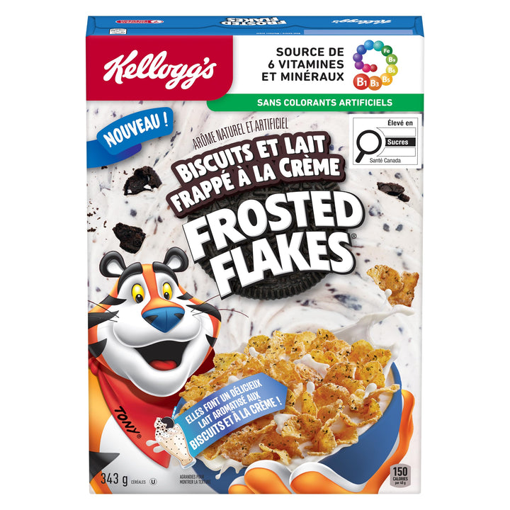 Kellogg's Frosted Flakes® Cookies & Crème Milkshake Flavour Cereal 2 x 343g - Canadian Distribution - Ships Free Within Canada on Orders Above CAD $199