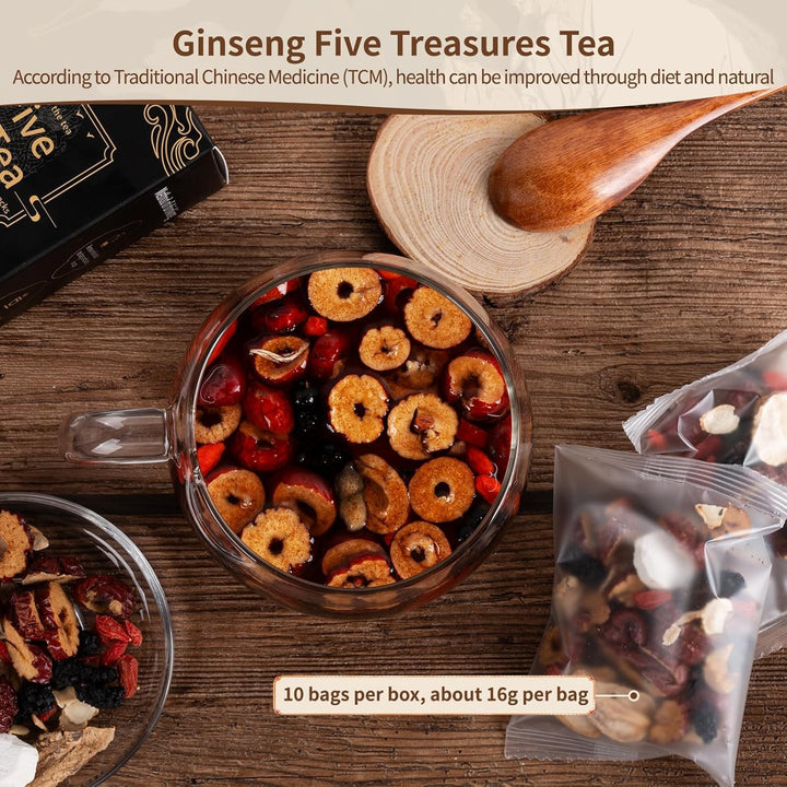 Ginseng Five Treasures – Detox Herbal Tea – Five Treasures Formula – 2 Pack / 50 Bags