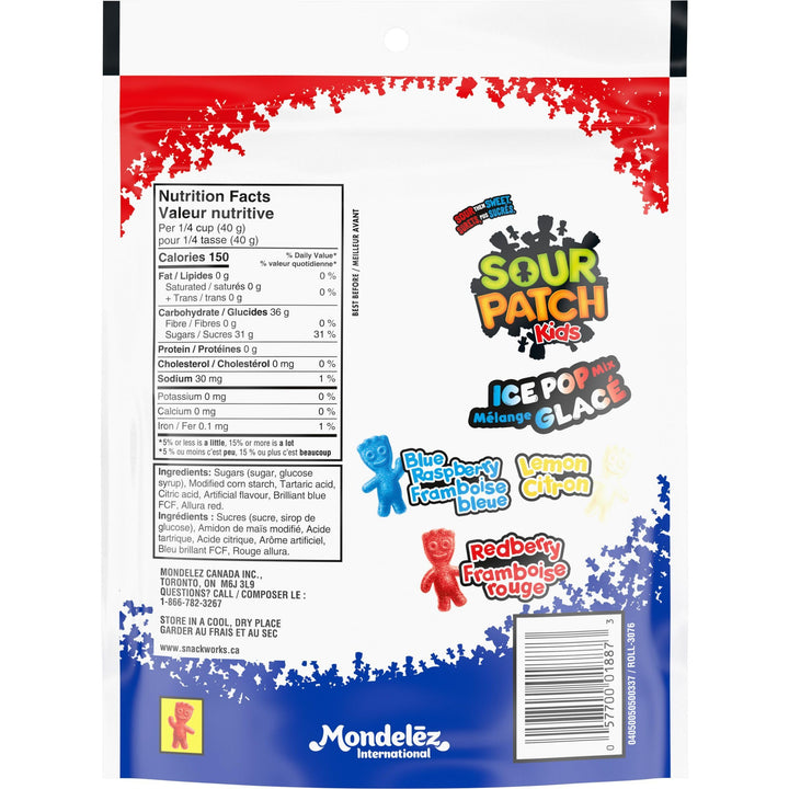 SOUR PATCH KIDS Ice Pop Mix Candy – 2 x 315g - Canadian Distribution - Ships Free Within Canada on Orders Above CAD $199