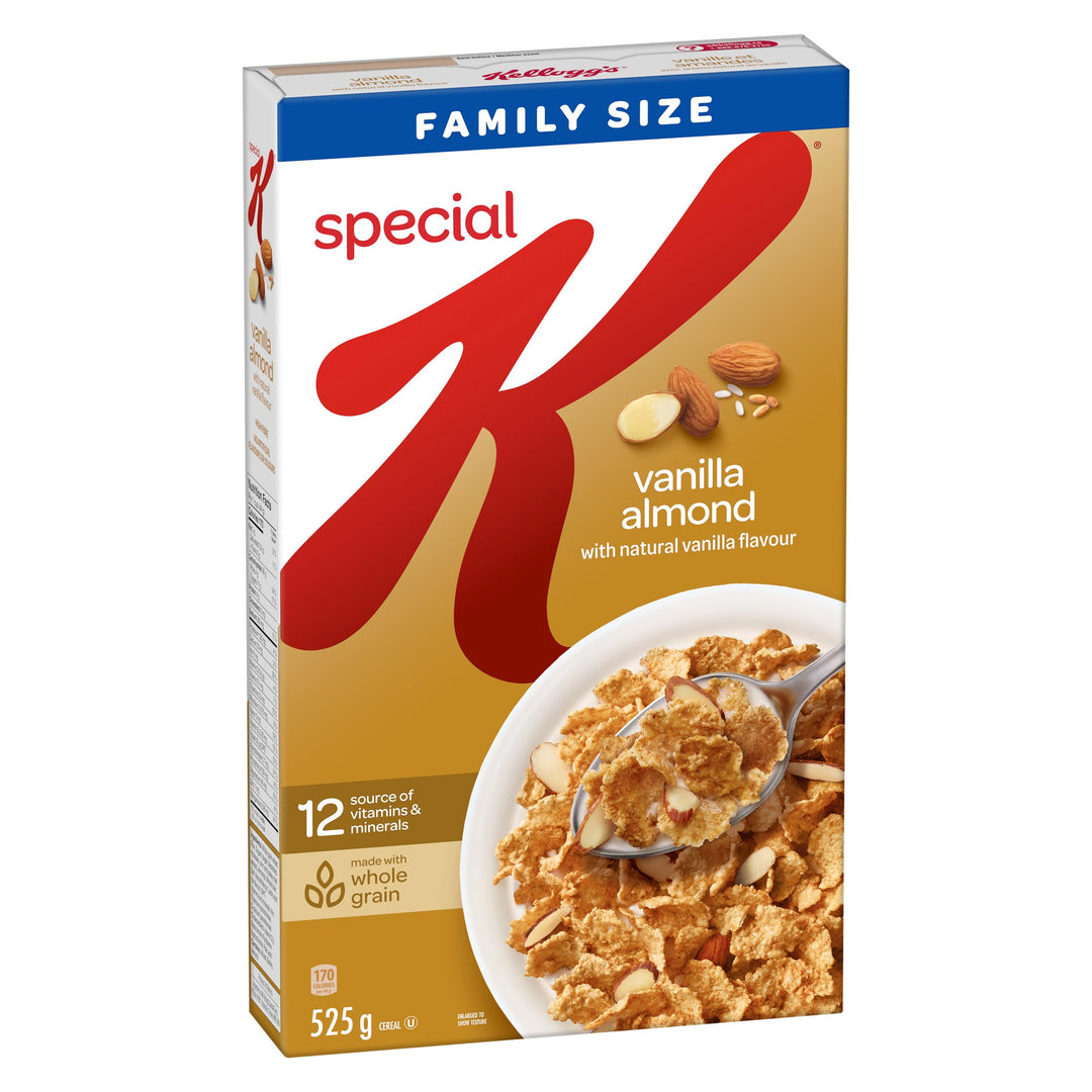 Kellogg's Special K Vanilla Almond Cereal Family Size 2 x 525g – High Fibre Whole Grain - Canadian Distribution - Ships Free Within Canada on Orders Above CAD $199
