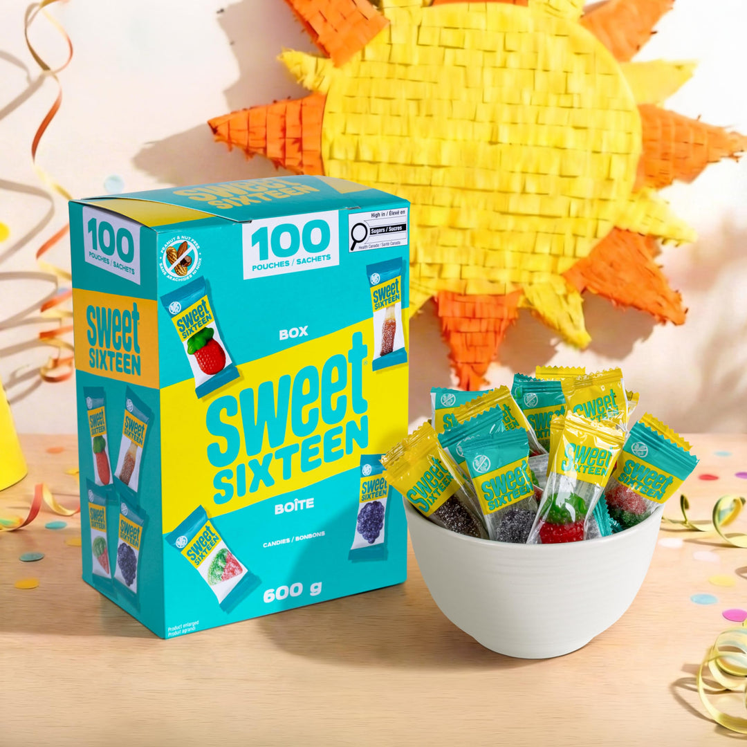 Sweet Sixteen Assorted Gummy Candy Mix - 100 Individually Wrapped Pieces for Celebrations, Events & Everyday Enjoyment - Canadian Distribution - Ships Free Within Canada on Orders Above CAD $199
