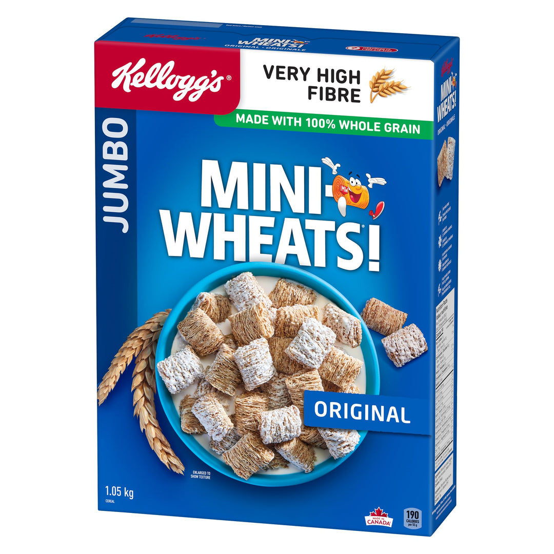 Kellogg's Mini-Wheats® Jumbo Original Frosted Cereal 2 x 1050g – High Fibre Whole Grain Biscuits - Canadian Distribution - Ships Free Within Canada on Orders Above CAD $199