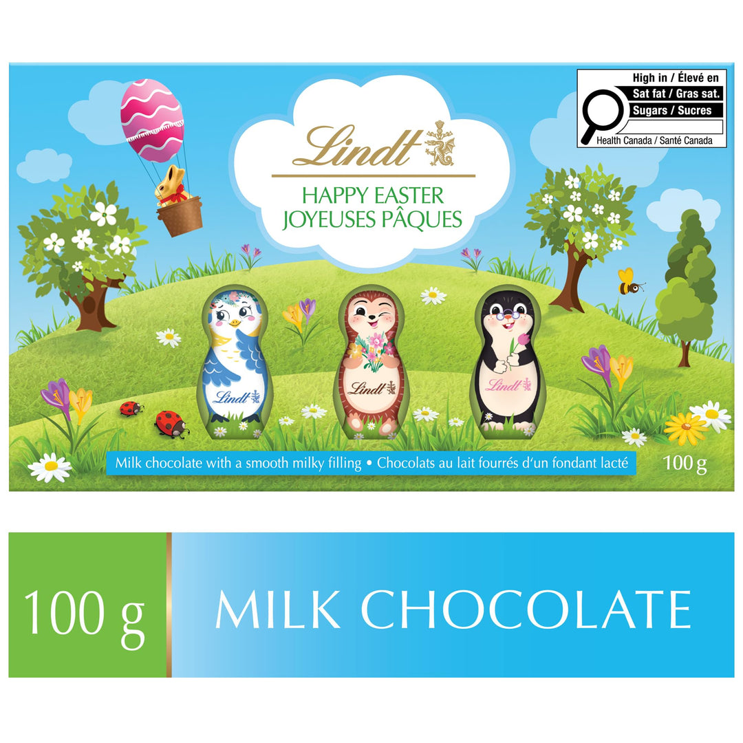Lindt Fun Friends Easter Milk Chocolate Figures, 2 x 100g – Festive Animal-Shaped Treats for Holiday Celebrations - Canadian Distribution - Ships Free Within Canada on Orders Above CAD $199