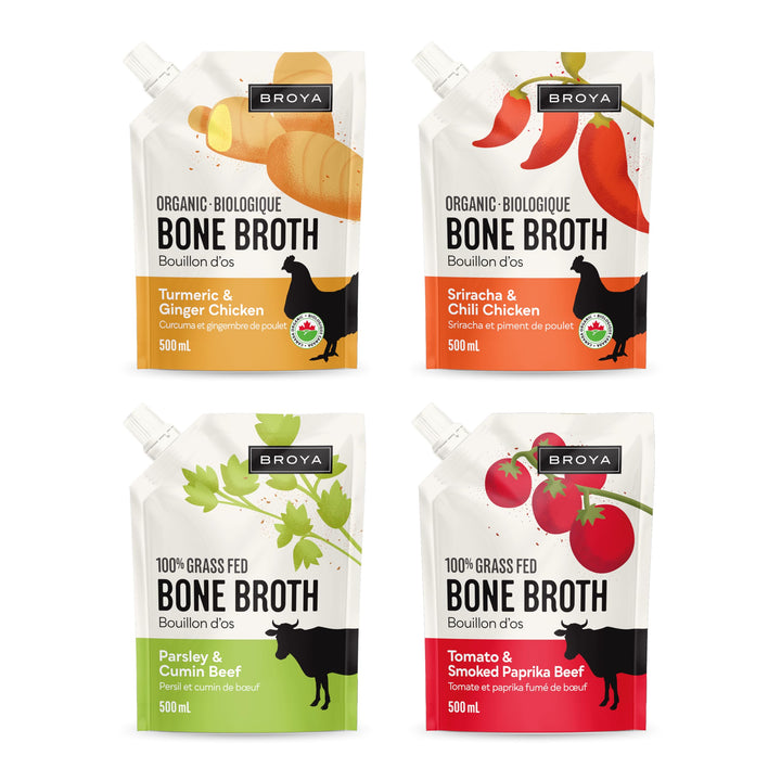 Broya – Bone Broth Variety Pack – Beef and Chicken – 4 Pack