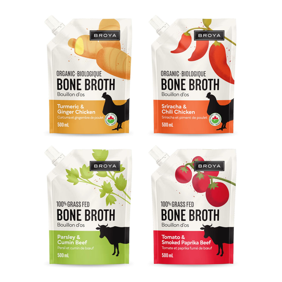 Broya – Bone Broth Variety Pack – Beef and Chicken – 4 Pack