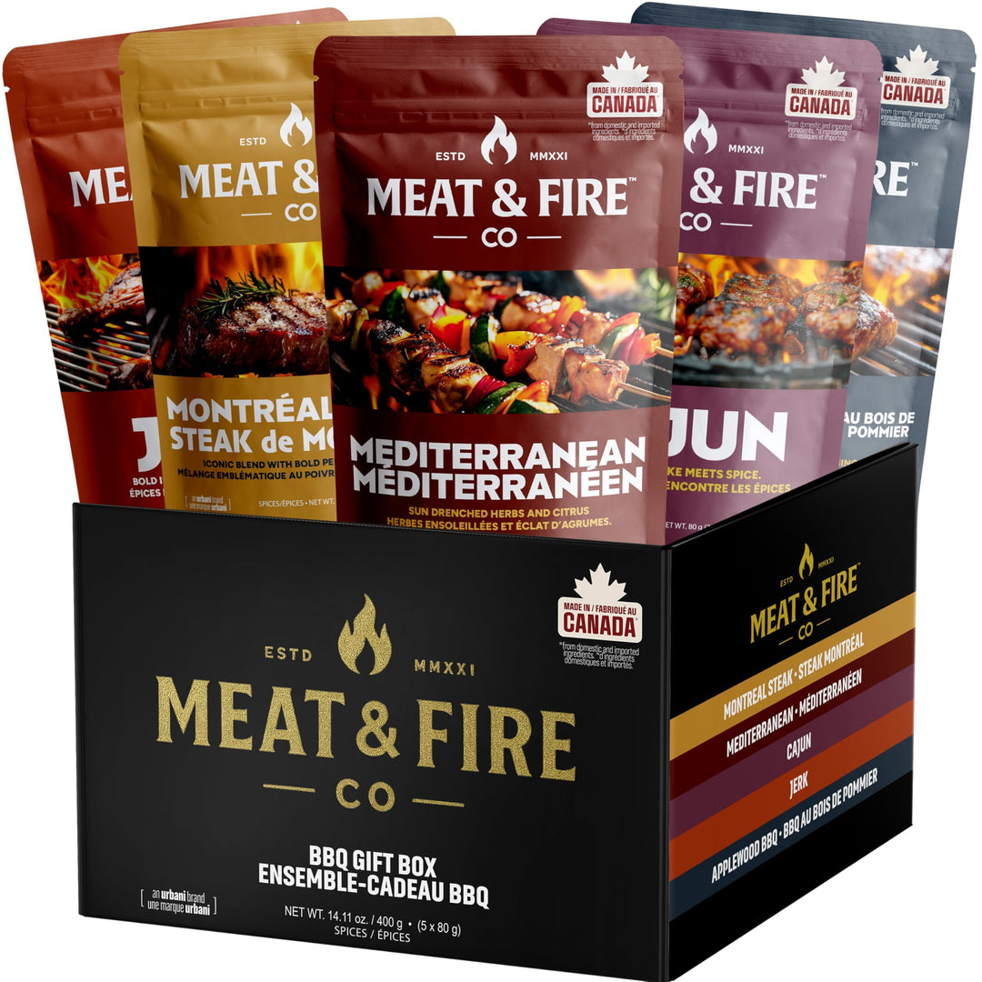 Meat and Fire Co – BBQ Spices and Rubs Gift Set – 5 Gourmet Seasonings – Gift box