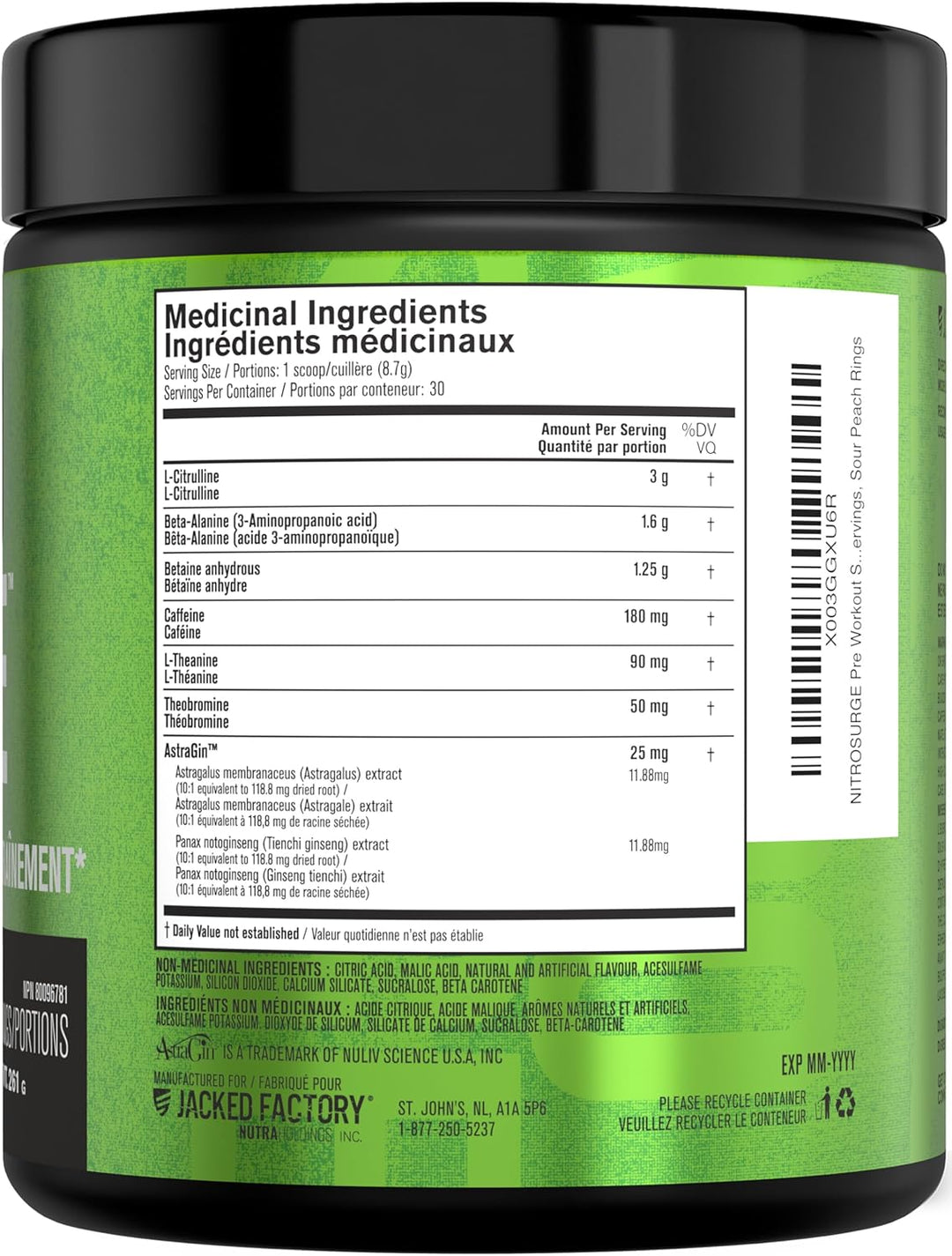 NITROSURGE – Pre Workout Powder – Sour Peach Rings – 30 Servings