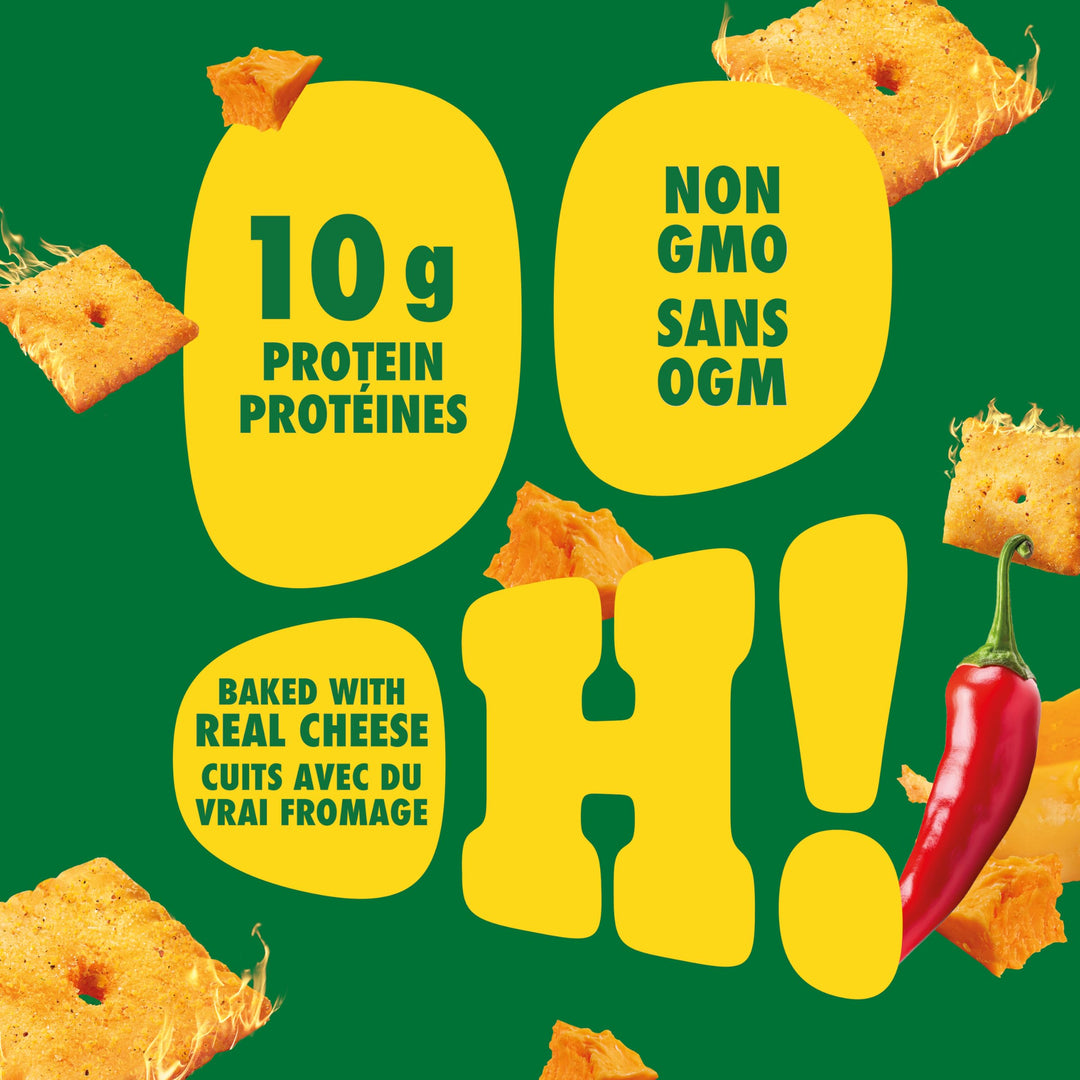 Pure Protein Hot & Spicy Cheesy Crackers - 10g Protein Per Serving, 8-Pack - Canadian Distribution - Ships Free Within Canada on Orders Above CAD $199