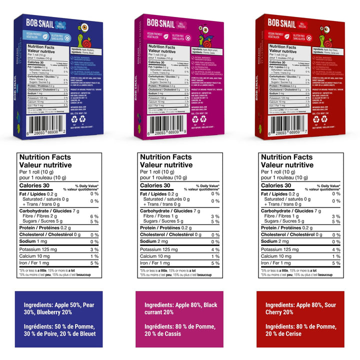 Bob Snail - Fruit Roll Ups - No Added Sugar - Bulk 80 Pieces (800g)