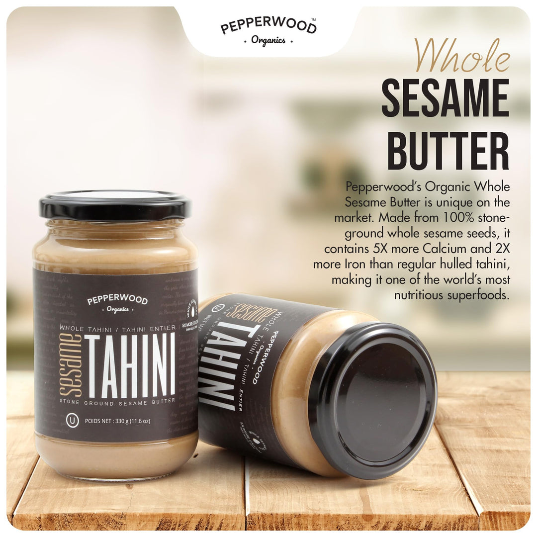 Organic Tahini – Stone Ground Sesame Paste – Unhulled – 2 × 330g
