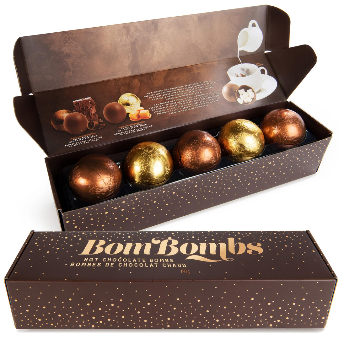 BomBombs – Hot Chocolate Bombs – Fudge Brownie and Caramel – 5 Pack