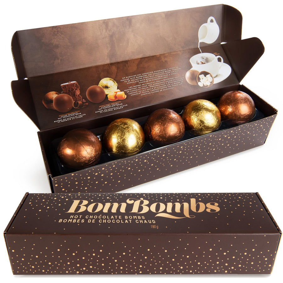 BomBombs – Hot Chocolate Bombs – Fudge Brownie and Caramel – 5 Pack