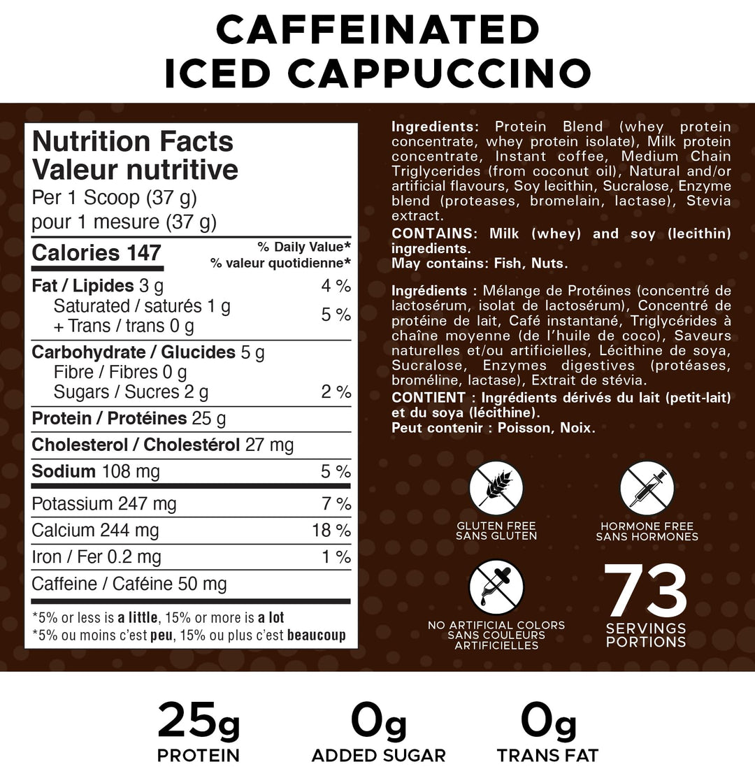 Revolution - Protéines de lactosérum isolées en poudre - Cappuccino glacé caféiné - 2,7 kg