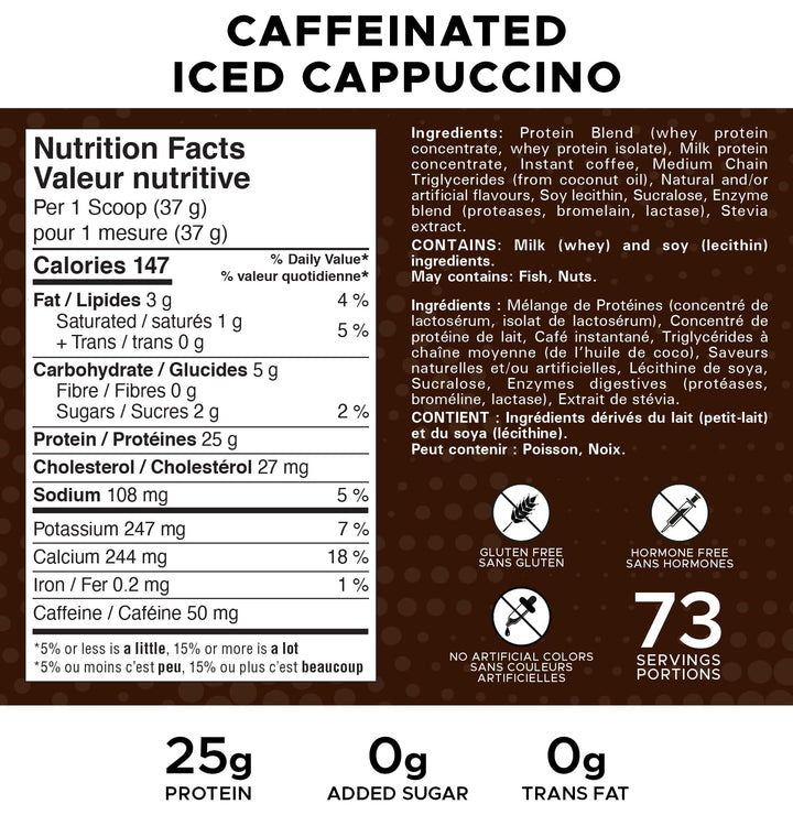 Revolution - Protéines de lactosérum isolées en poudre - Cappuccino glacé caféiné - 2,7 kg