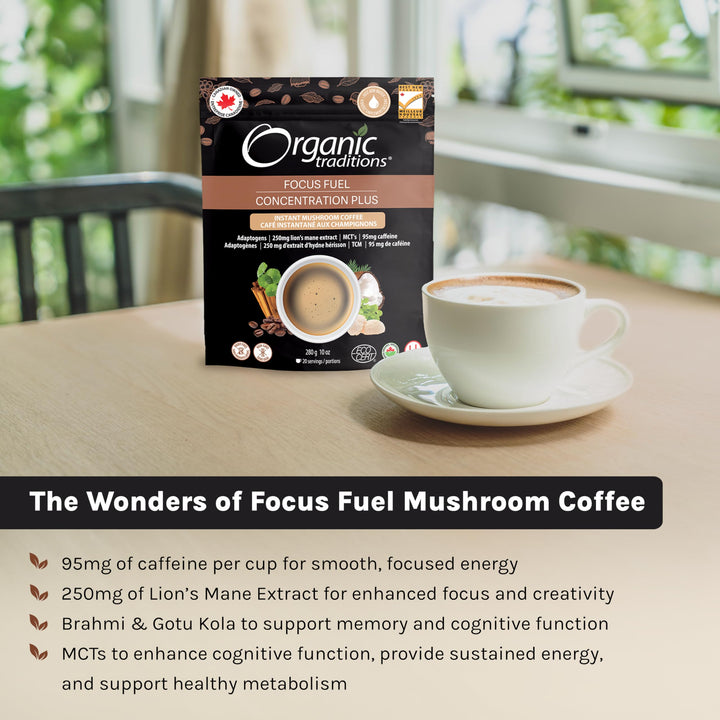 Organic Traditions – Focus Fuel Mushroom Coffee – Instant Blend – 280g