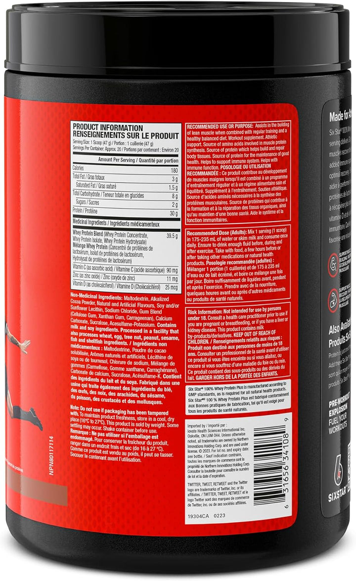 Six Star – Whey Protein Powder Plus – Triple Chocolate – 20 Servings