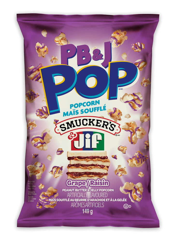 Snax Grape PB & J Pop Popcorn – 2 x Ready-to-Eat Snack - Canadian Distribution - Ships Free Within Canada on Orders Above CAD $199