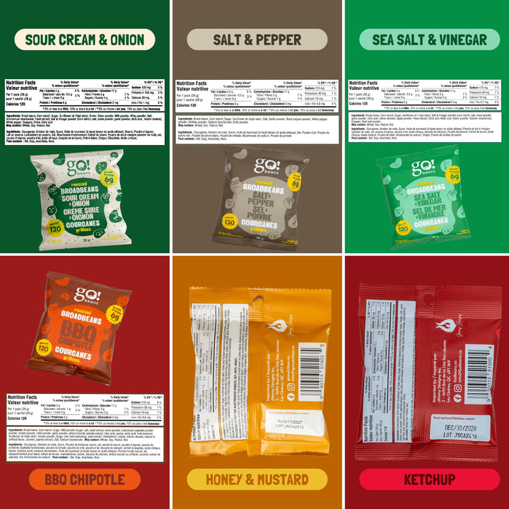 GoBeanz – Crunchy Roasted Broad Beans – Variety Pack – 24 × 28g