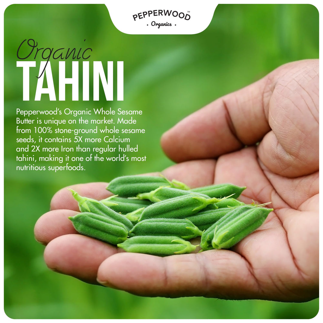 Organic Tahini – Stone Ground Sesame Paste – Unhulled – 2 × 330g