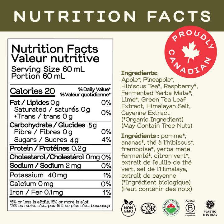 Greenhouse Juice – Pick Me Up Wellness Shots – Yerba Mate and Green Tea – 12 × 60mL