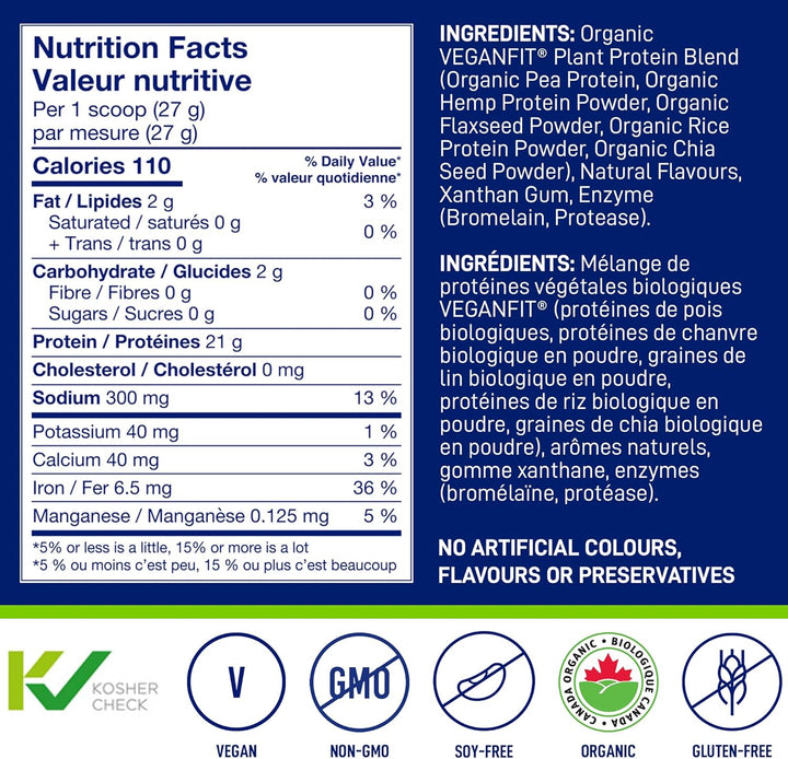 Leanfit – Organic Plant Protein Powder – Plain Unsweetened – 715 g, 26 Servings