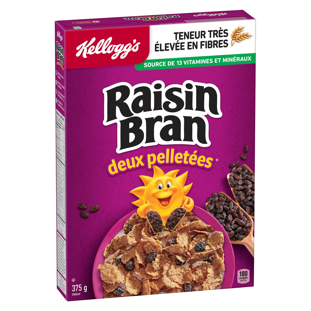 Kellogg's Two Scoops Raisin Bran Cereal 2 x 375g - Canadian Distribution - Ships Free Within Canada on Orders Above CAD $199