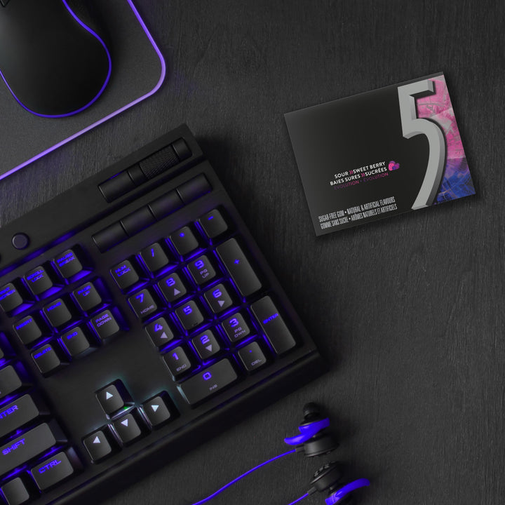 5 GUM Evolution Sour to Sweet Berry Flavor-Changing Sugar-Free Chewing Gum, 10 Packs of 15 Sticks - Canadian Distribution - Ships Free Within Canada on Orders Above CAD $199
