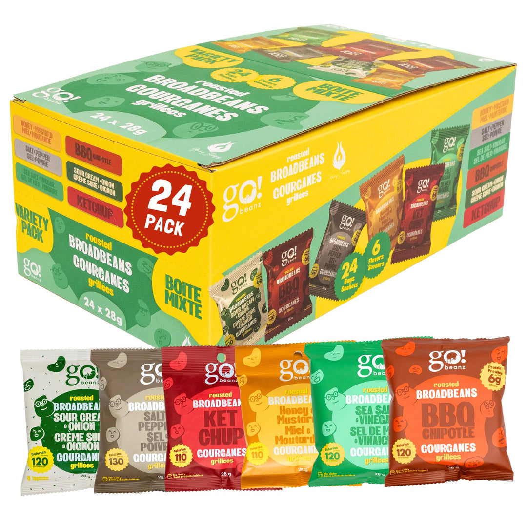 GoBeanz – Crunchy Roasted Broad Beans – Variety Pack – 24 × 28g
