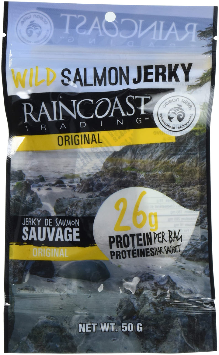 RAINCOAST TRADING CO Original Wild Salmon Jerky, 2 x 50g - Canadian Distribution - Ships Free Within Canada on Orders Above CAD $199