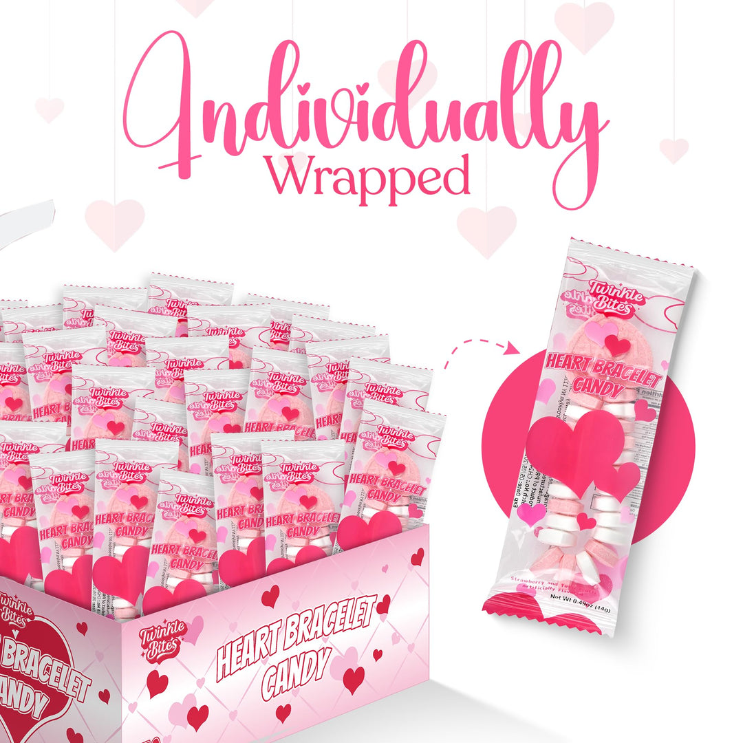 Sachet de 30 bonbons de la Saint-Valentin – Bonbons en forme de cœur emballés individuellement – ​​Saveurs délicieuses : fraise et tutti frutti – Bonbons de la Saint-Valentin en vrac