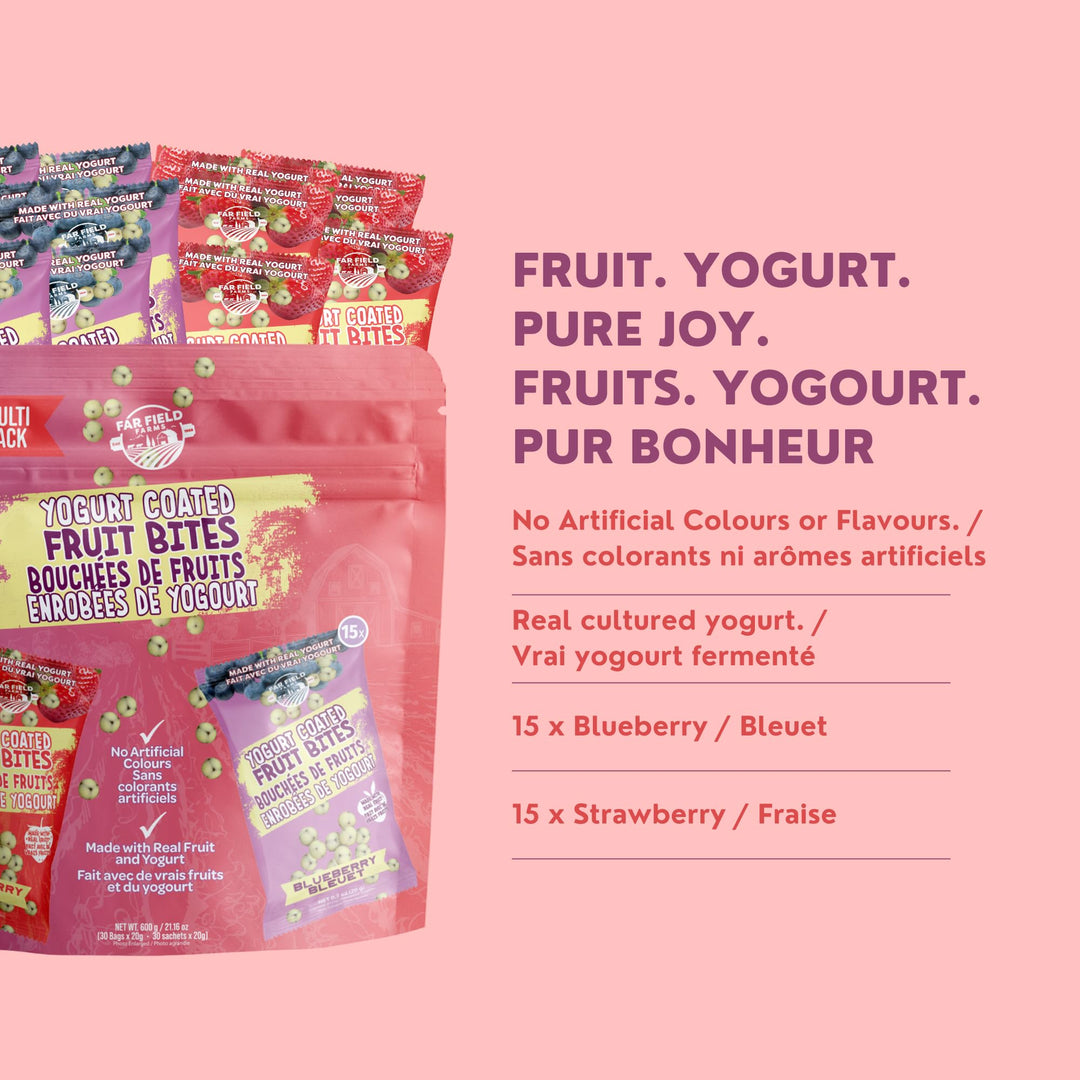 Far Field – Probiotic Yogurt Fruit Bites – Blueberry & Strawberry – 30 Pack / 600g – Real Fruit & Real Yogurt