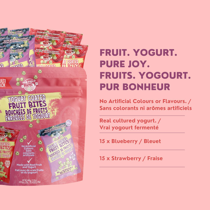 Far Field – Probiotic Yogurt Fruit Bites – Blueberry & Strawberry – 30 Pack / 600g – Real Fruit & Real Yogurt