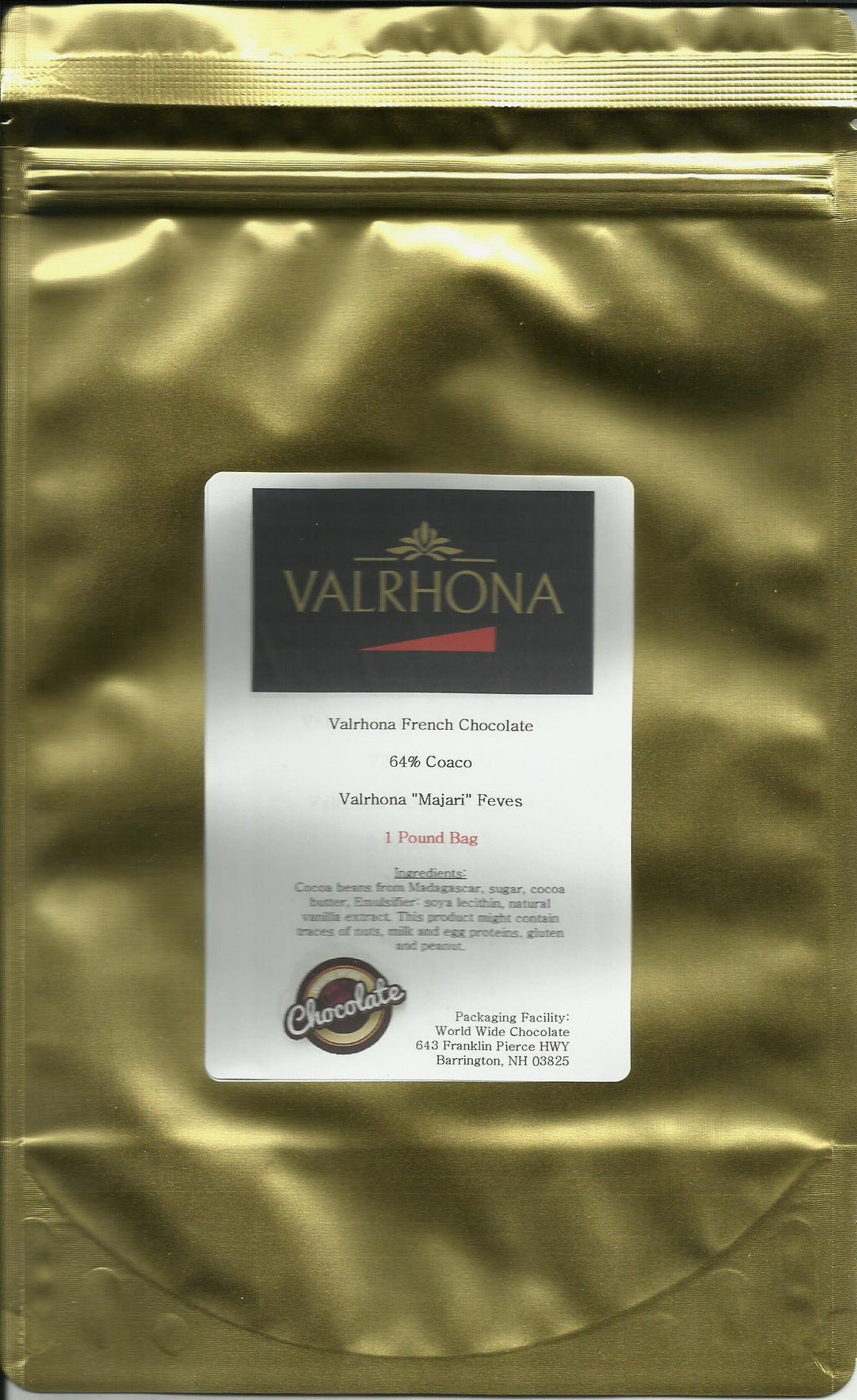 Valrhona Chocolate Manjari 64% Feves - 1 lb by Valrhona