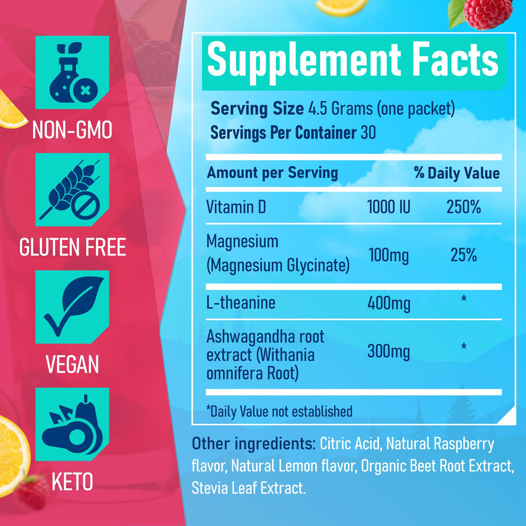 DeepCalm – Cortisol Super Drink Packets – Raspberry Lemonade – 30 Pack