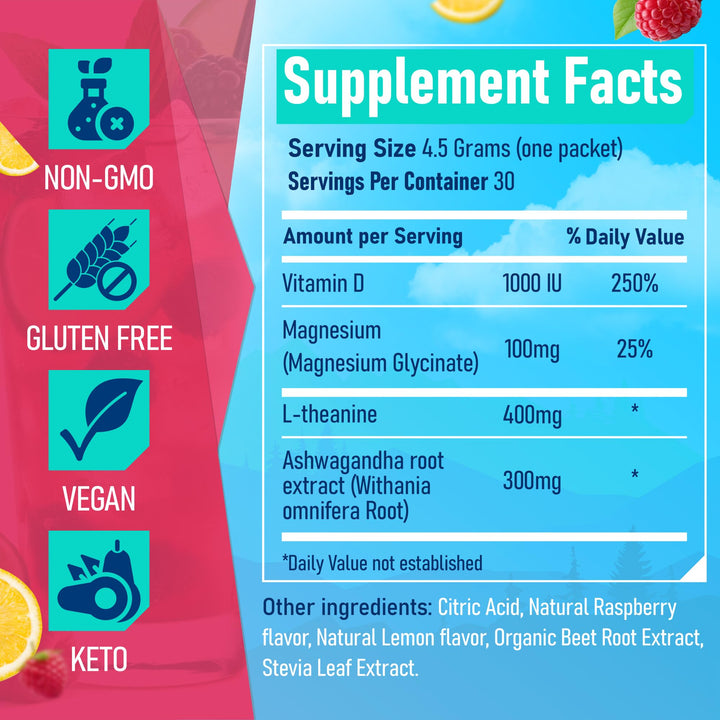 DeepCalm – Cortisol Super Drink Packets – Raspberry Lemonade – 30 Pack