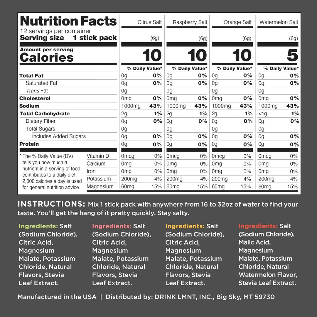LMNT – Electrolyte Powder Packets – Variety Pack – 12 Sticks