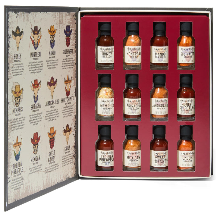 Thoughtfully – BBQ Sauce & Rub Gift Set – Western Theme – Set of 12