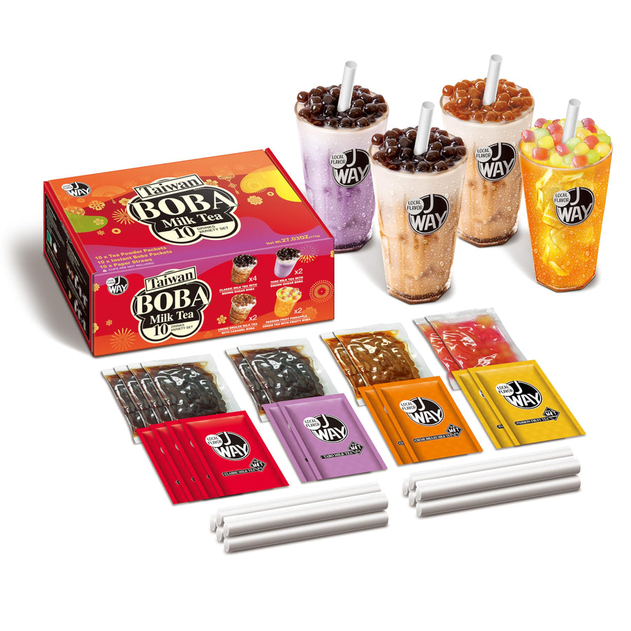 J WAY – Instant Boba Milk Tea Kit – Variety Pack – Ready in 1 Minute