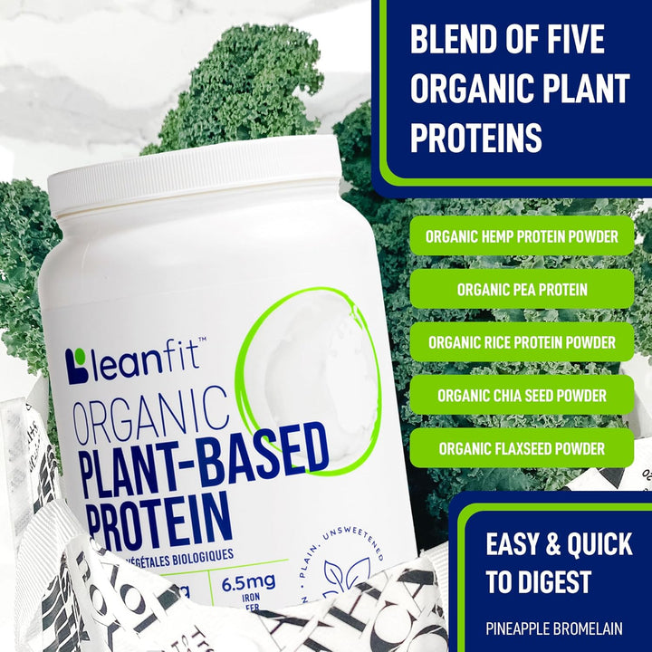 Leanfit – Organic Plant Protein Powder – Plain Unsweetened – 715 g, 26 Servings