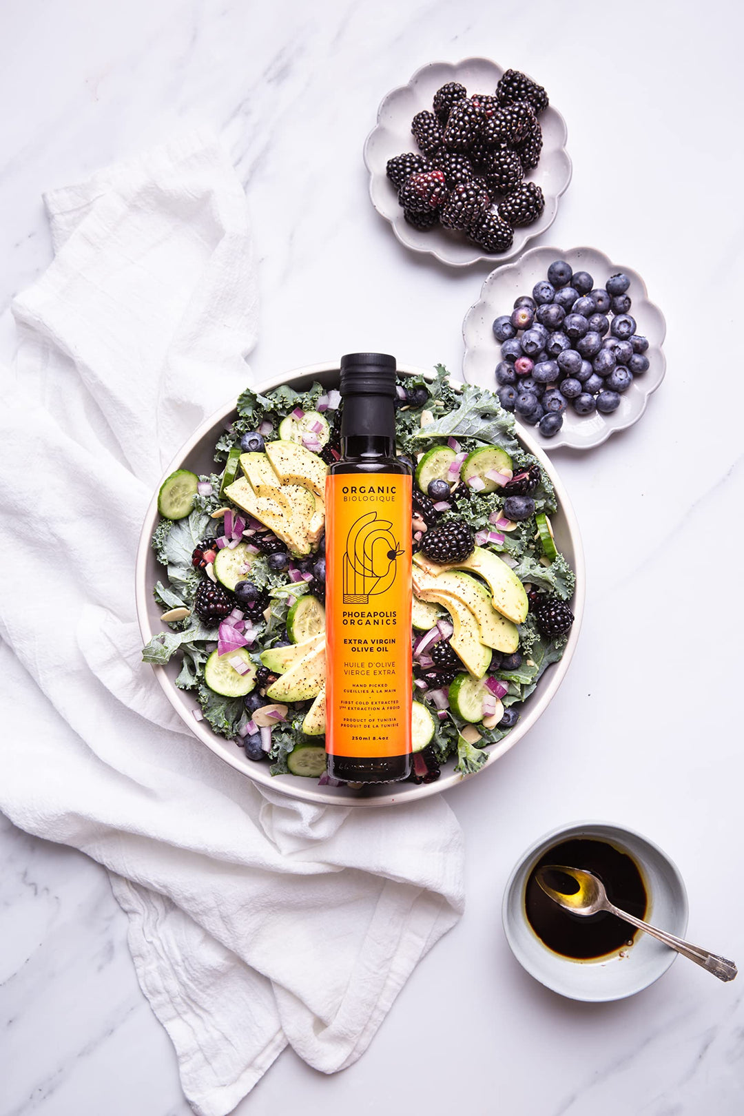 PHOEAPOLIS ORGANICS Extra Virgin First Cold Pressed Olive Oil – Delicate Flavor, 500 ml - Canadian Distribution - Ships Free Within Canada on Orders Above CAD $199