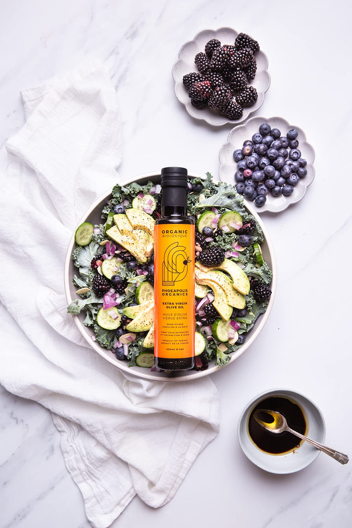 PHOEAPOLIS ORGANICS Extra Virgin First Cold Pressed Olive Oil – Delicate Flavor, 500 ml - Canadian Distribution - Ships Free Within Canada on Orders Above CAD $199