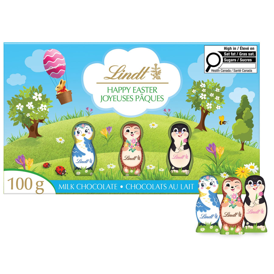 Lindt Fun Friends Easter Milk Chocolate Figures, 2 x 100g – Festive Animal-Shaped Treats for Holiday Celebrations - Canadian Distribution - Ships Free Within Canada on Orders Above CAD $199