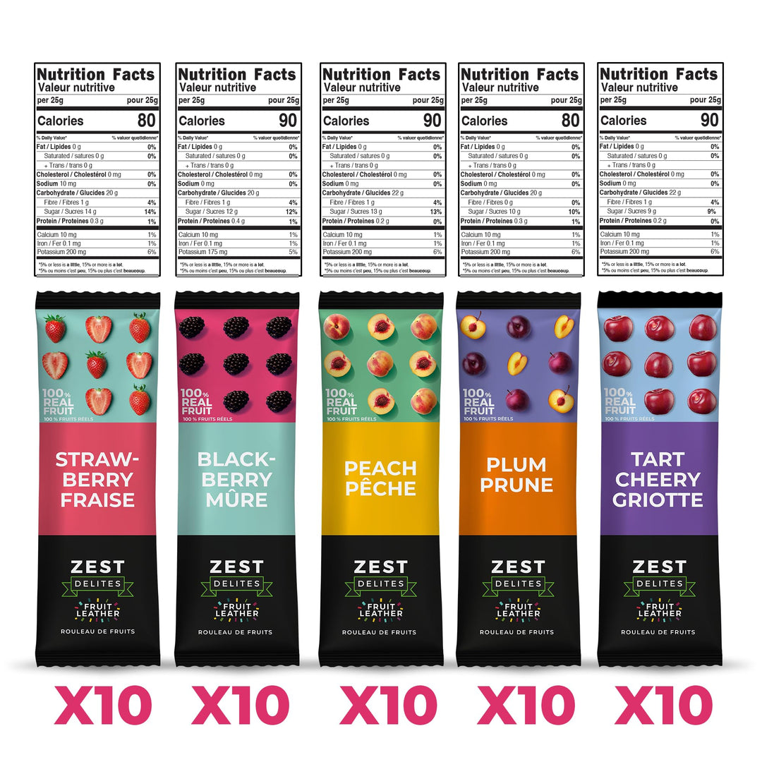 Zest Delites – Fruit Leather Lavashak – Mixed Fruit – 50 × 25g – Individually wrapped