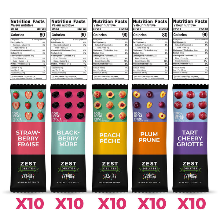 Zest Delites – Fruit Leather Lavashak – Mixed Fruit – 50 × 25g – Individually wrapped